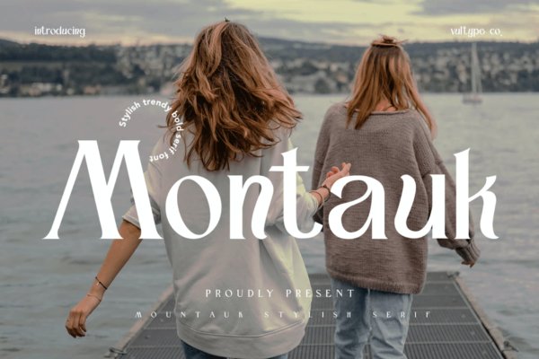 时尚复古杂志品牌包装设计衬线英文字体 Montauk – Vintage Serif Font