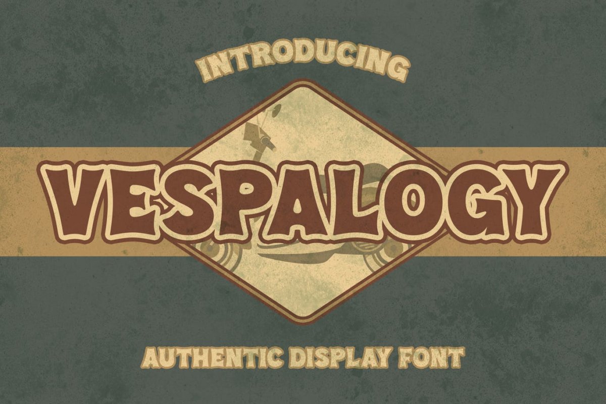 復古品牌標識徽標logo設計襯線英文字體 vespalogy - authentic displ