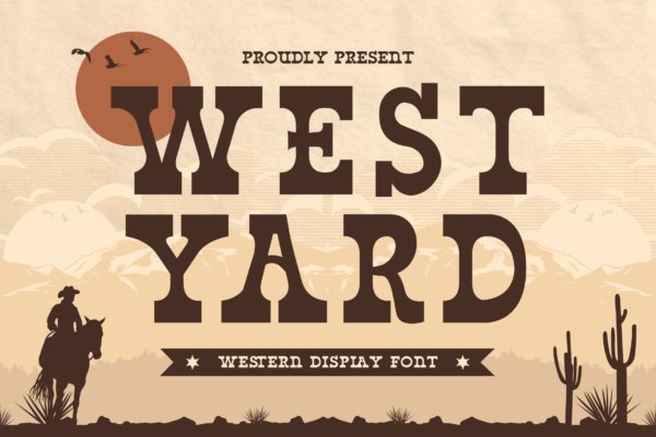复古标题海报儿童游戏设计装饰性英文字体 West Yard – Western Display Font