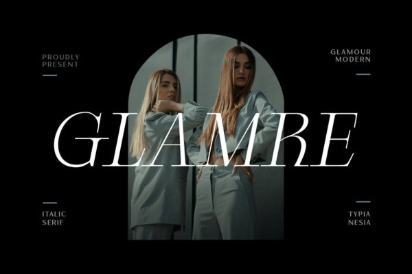 时尚优雅品牌杂志标题设计衬线英文字体 Glamre – Elegant Modern Glamour Italic Serif