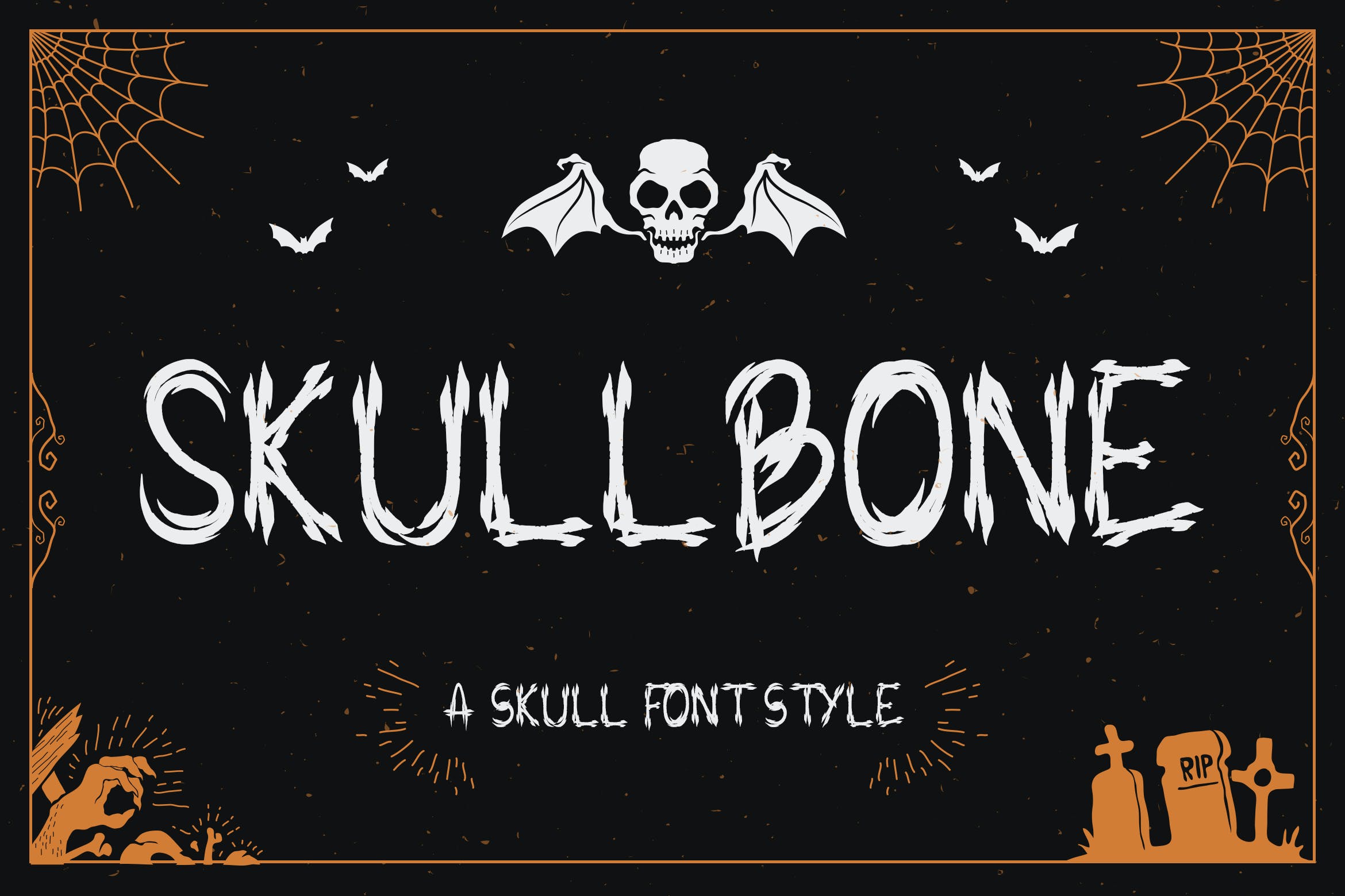 時尚恐怖品牌標誌徽標logo設計裝飾性英文字體skullbone–askullfont