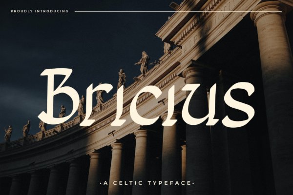 现代奢华品牌海报徽标logo设计装饰性英文字体 Bricius – Display Celtic Typeface