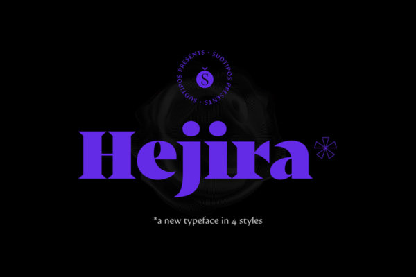潮流时尚尖锐杂志海报标题徽标Logo设计逆反差衬线英文字体家族 Hejira Font Family