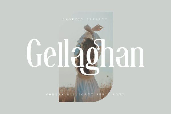 时尚极简杂志标题标志Logo设计连体衬线英文字体 Gellaghan Font