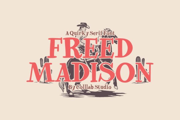 俏皮古怪品牌海报徽标logo设计衬线英文字体 Freed Madison – A Quirky and Playful Serif