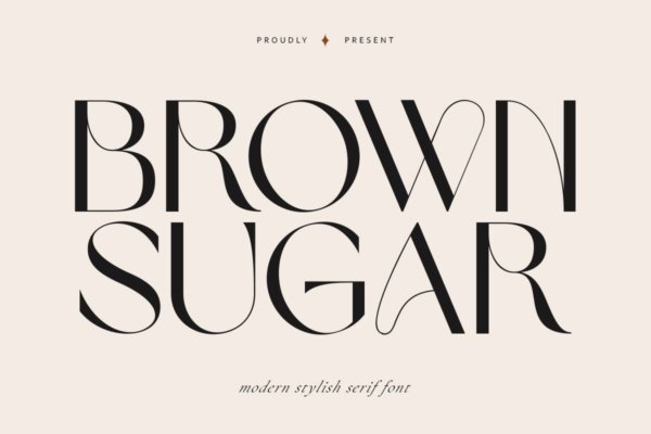现代时尚海报品牌徽章设计衬线英文字体 Brown Sugar  Modern Stylish