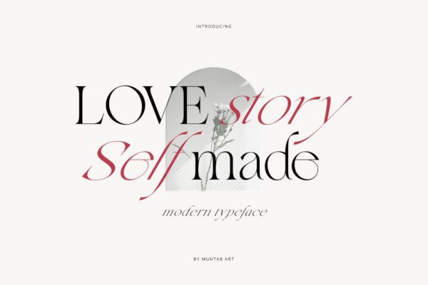 现代奢华品牌海报徽章设计衬线英文字体 Love Story Self Made  Modern Serif