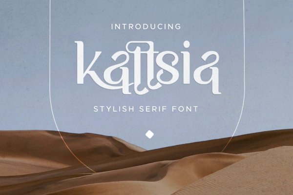 现代品牌名片徽标logo设计衬线英文字体 Kattsia Stylish Serif Font