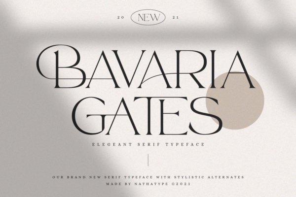 现代海报品牌徽标logo设计衬线英文字体 Bavaria Gates
