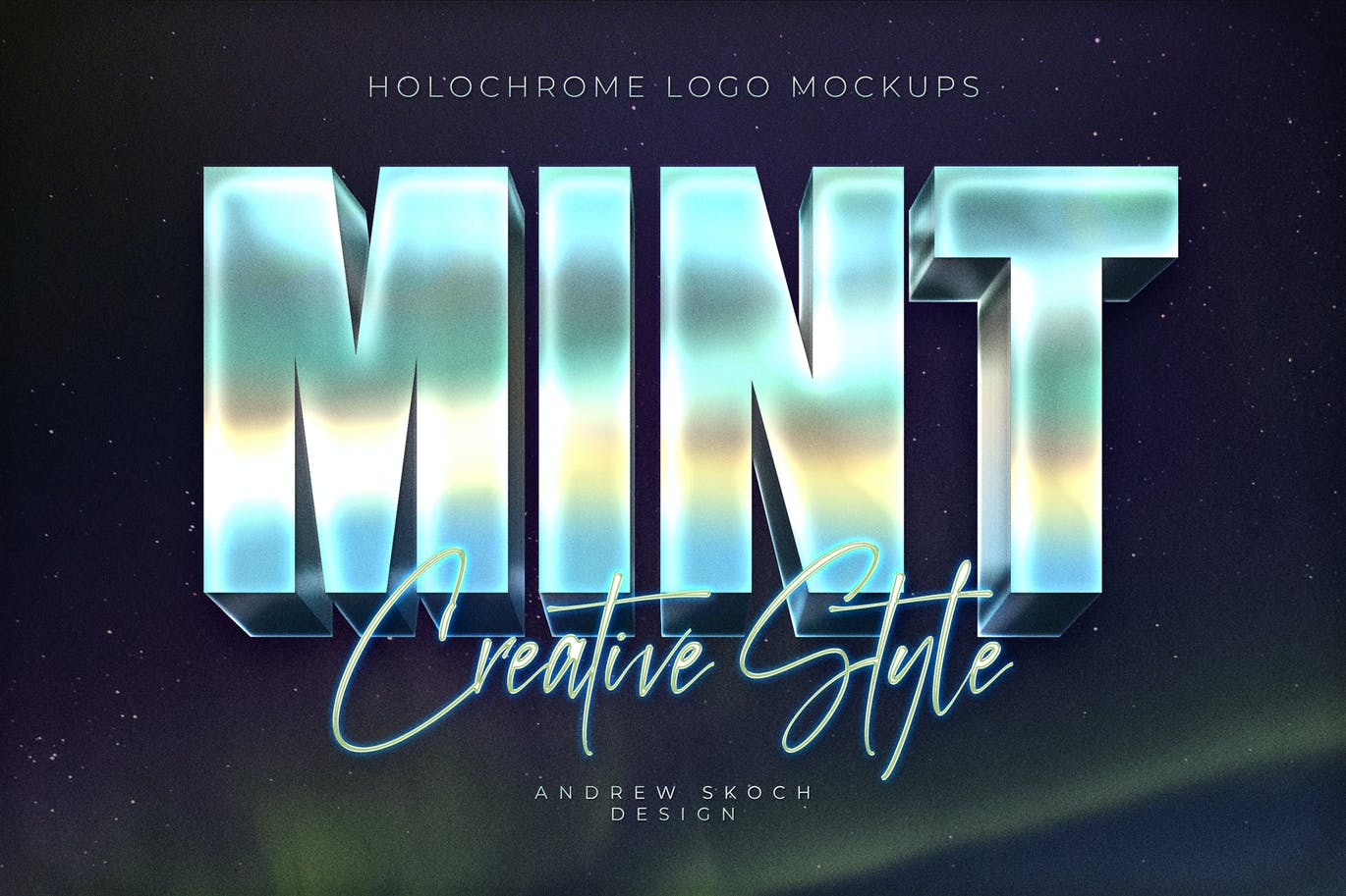 8款全息渐变3D立体文本标题徽标Logo设计Ps样机模板素材 Holochrome Logo Mockups插图4 8款全息渐变3D立体文本标题徽标Logo设计Ps样机模板素材 Holochrome Logo Mockups插图4