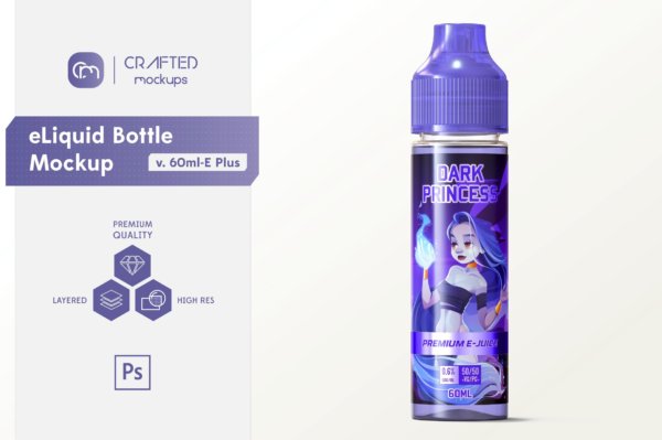 60毫升眼睛滴眼液药水包装瓶纸盒设计样机素材 eLiquid Bottle Mockup v. 60ml-E Plus