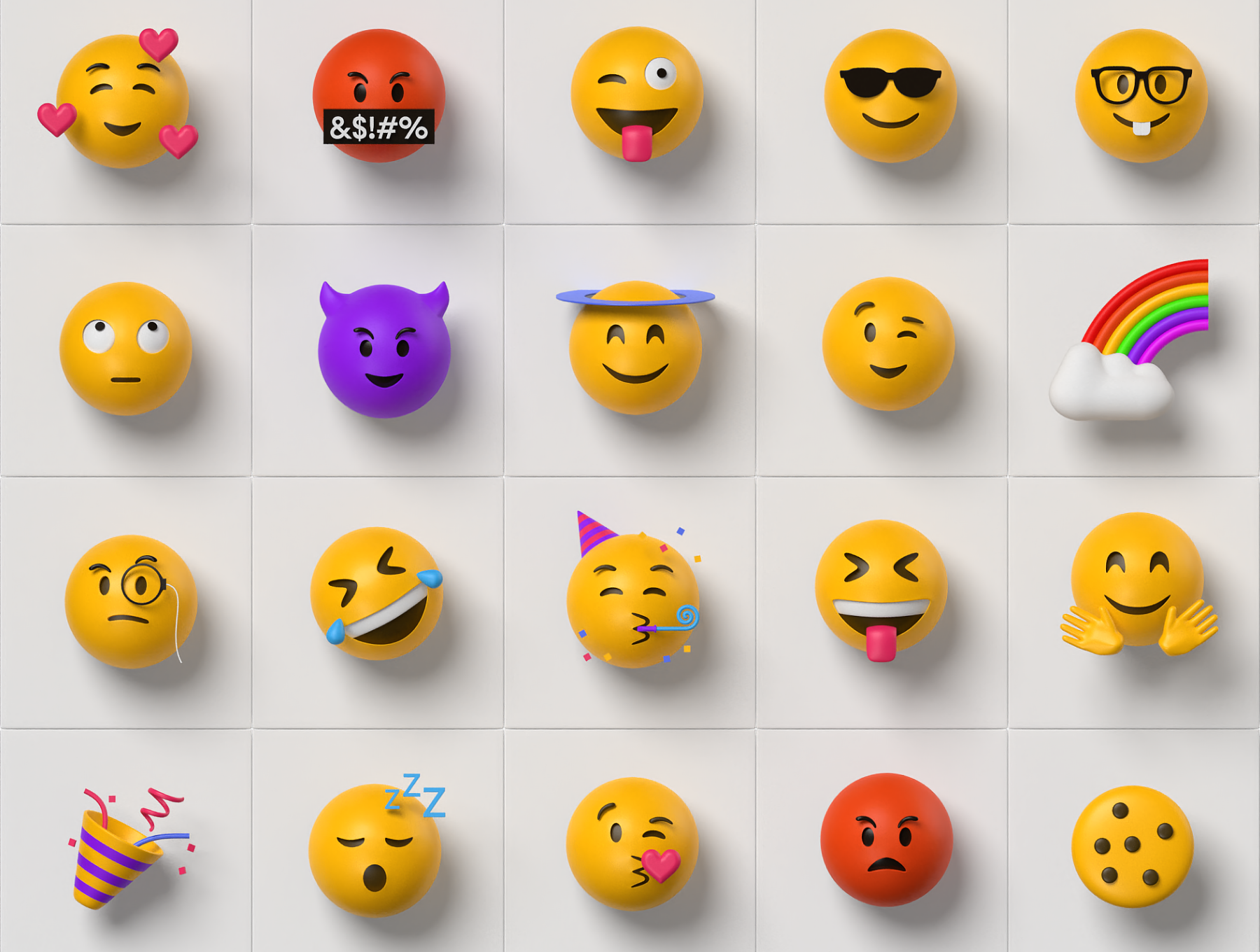 36款趣味卡通创意3d立体emoji头像表情包图标素材 3d emoji 