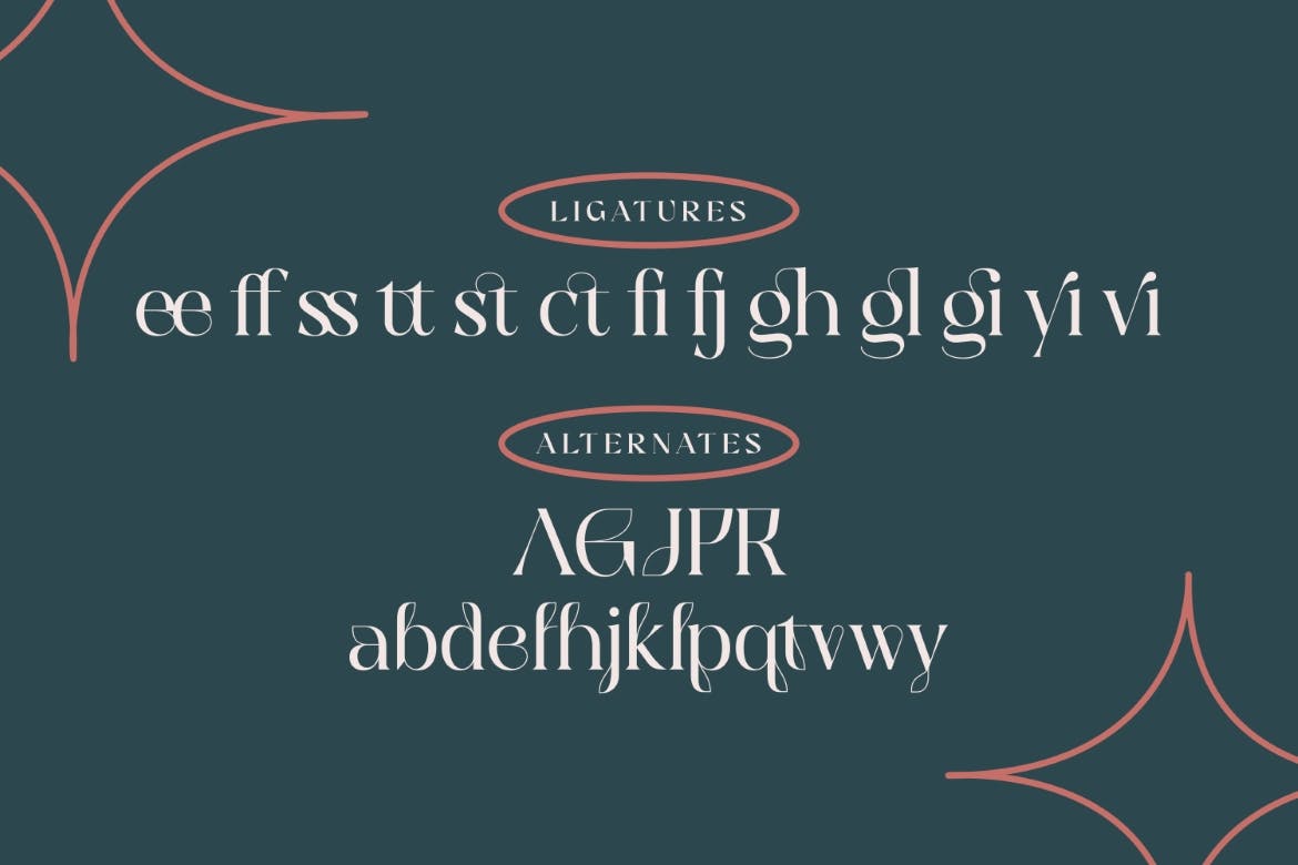现代优雅标识包装徽标logo设计衬线英文字体 Belgietta – Ligature Display Serif插图7 现代优雅标识包装徽标logo设计衬线英文字体 Belgietta – Ligature Display Serif插图7