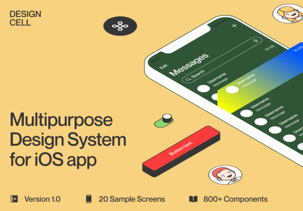 iOS应用程序设计规范设计系统UI Kit模板 Design Cell iOS UI Kit