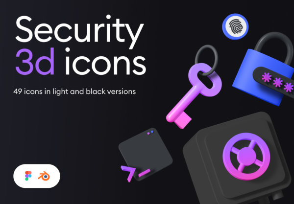 高级信息安全安防主题3D图标设计素材套件 Security 3d icon kit