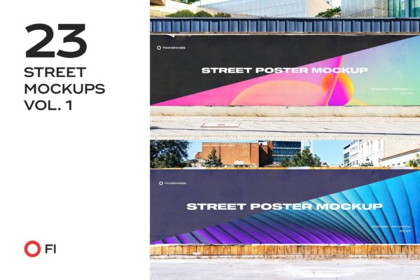 23款户外街头商场导视海报广告牌标语设计展示Ps贴图样机 Street Mockup Template Bundle Vol.1