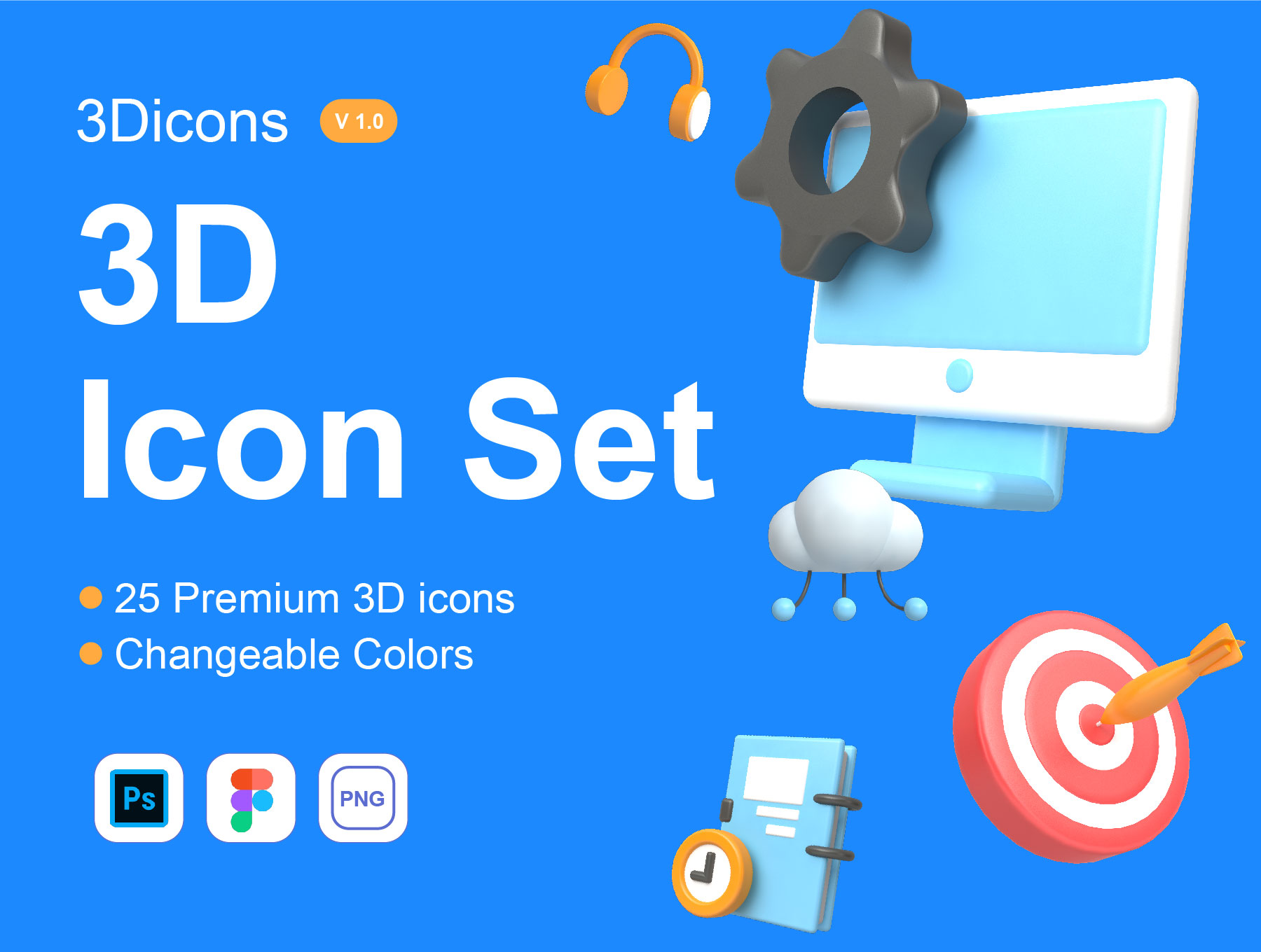 25个高级APP网站界面设计3D图标素材 3D Icons Set插图