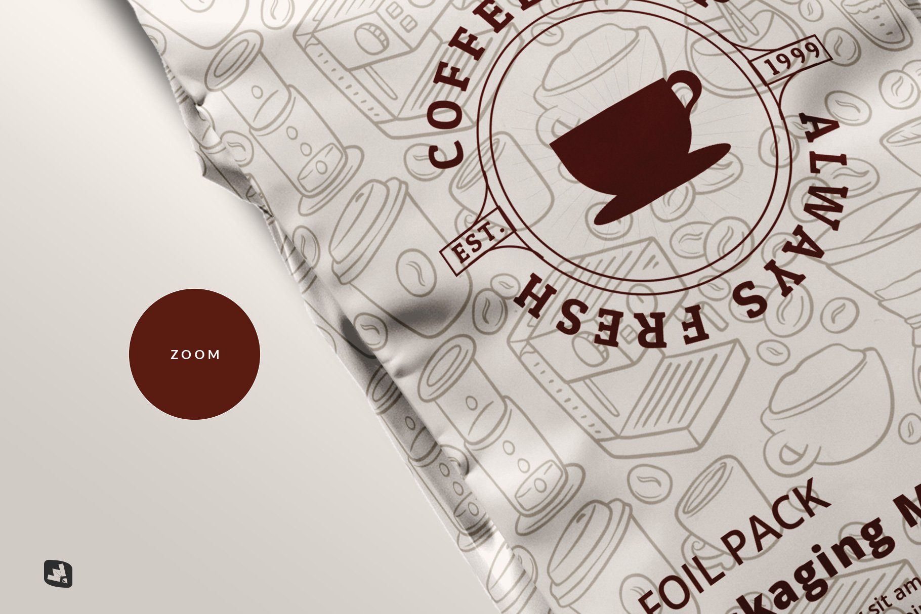 平铺箔袋咖啡包装袋设计ps智能贴图样机素材flatlayfoilpouch