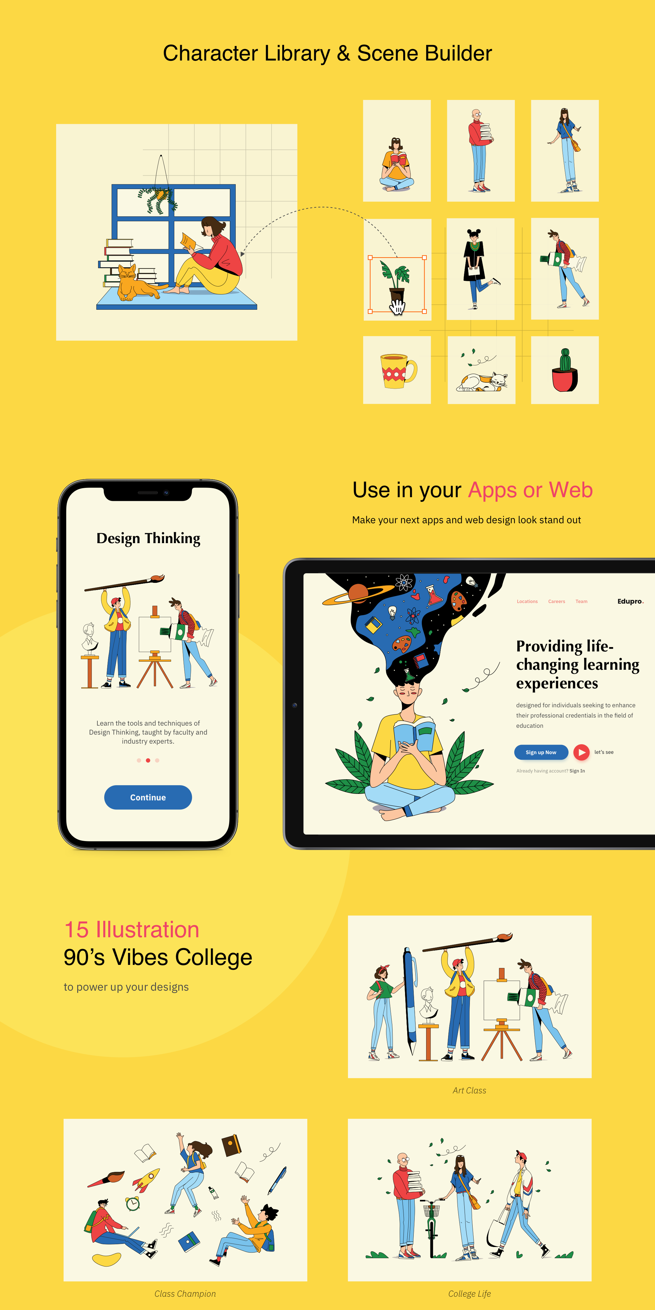多彩有趣90年代大学场景大学生矢量插图设计素材 90’s Vibes – College Illustrations插图8 多彩有趣90年代大学场景大学生矢量插图设计素材 90’s Vibes – College Illustrations插图8