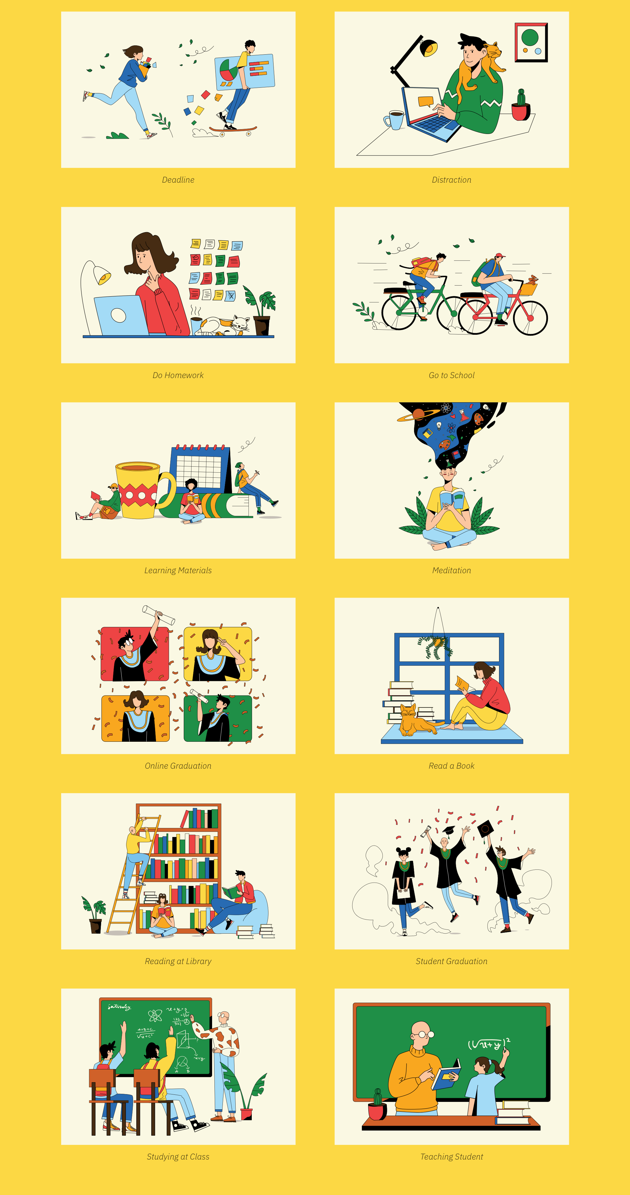 多彩有趣90年代大学场景大学生矢量插图设计素材 90’s Vibes – College Illustrations插图9 多彩有趣90年代大学场景大学生矢量插图设计素材 90’s Vibes – College Illustrations插图9