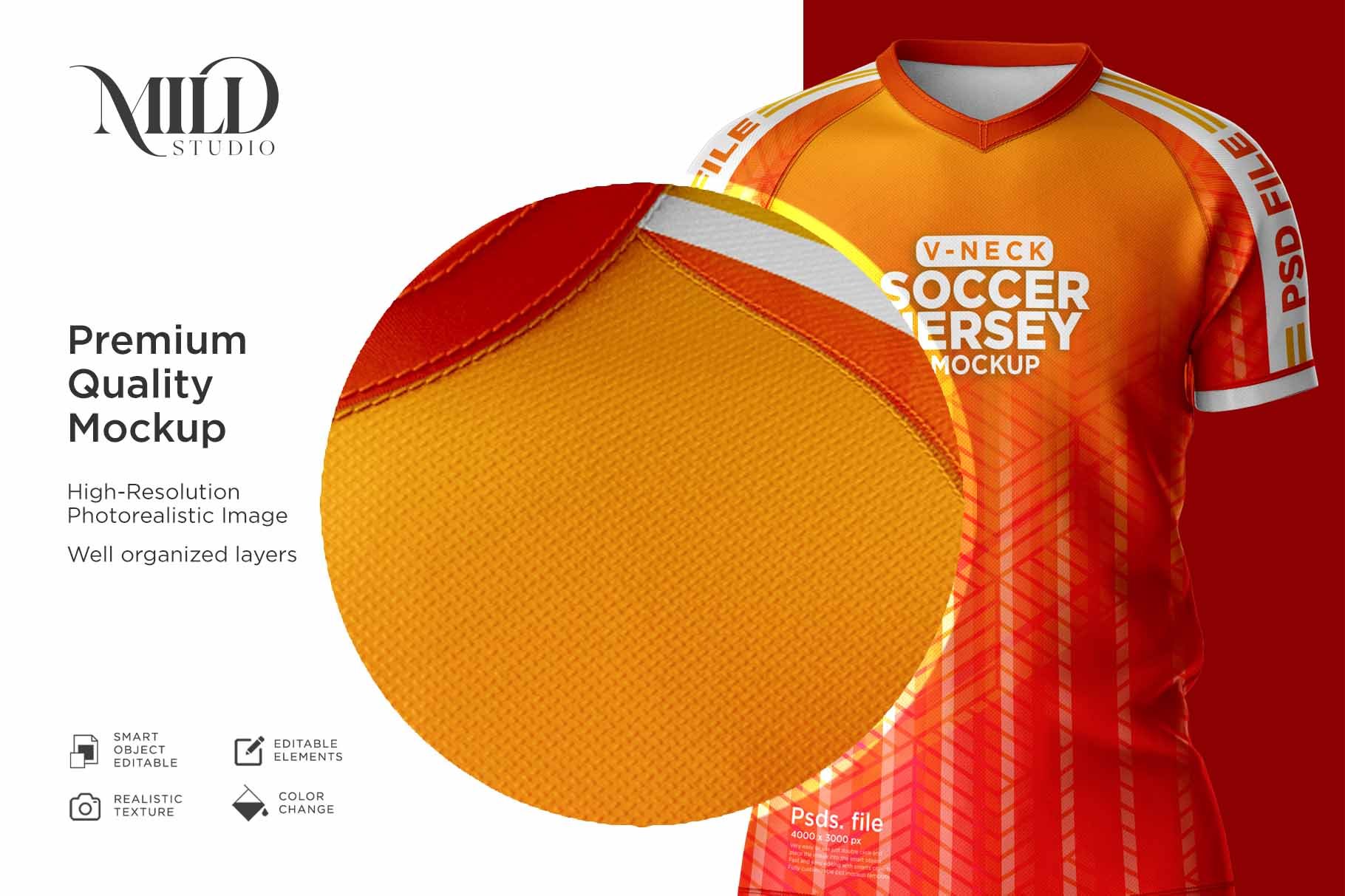 男子足球球衣印花设计样机套件 Men Soccer Jersey kit Mockup插图3