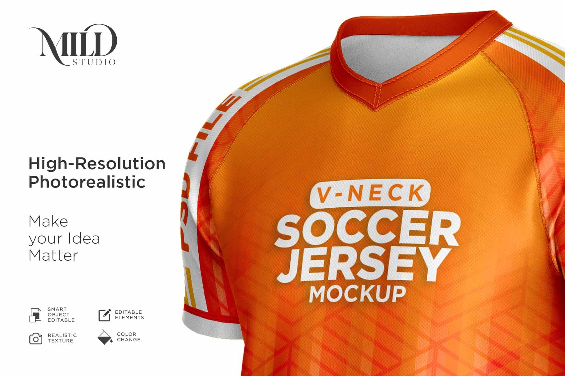 男子足球球衣印花设计样机套件 Men Soccer Jersey kit Mockup插图6