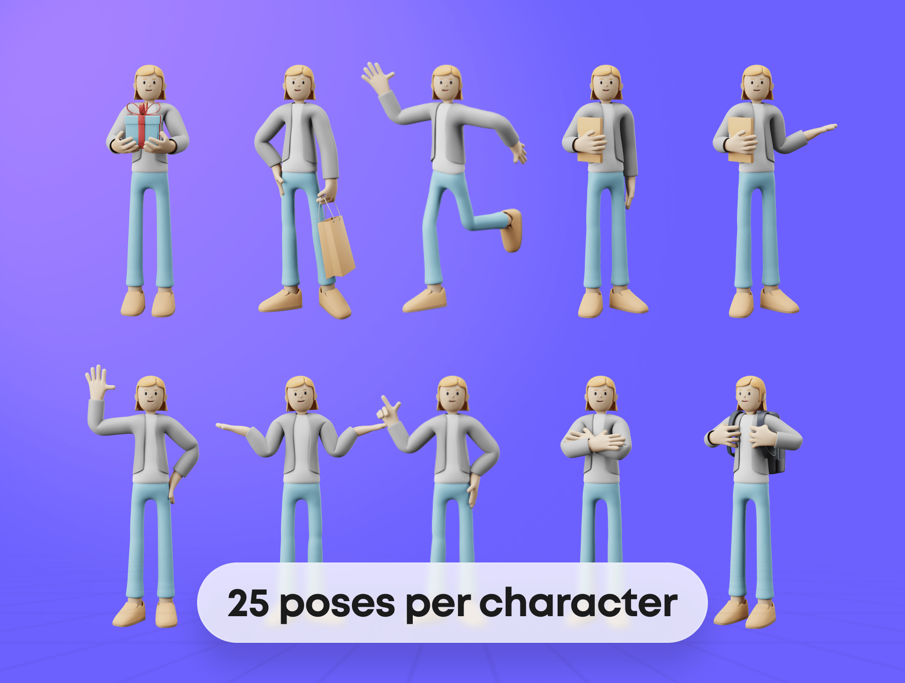 工作场景卡通3D人物角色插图包 3D Illustration Character Pack插图7 工作场景卡通3D人物角色插图包 3D Illustration Character Pack插图7