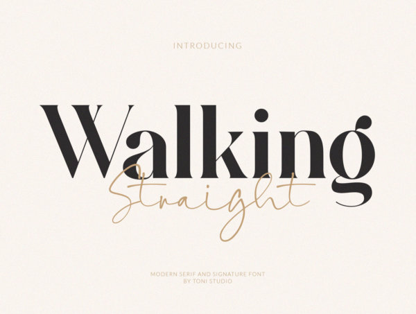 现代经典品牌标题徽标Logo设计衬线英文字体素材包 Walking Straight Font