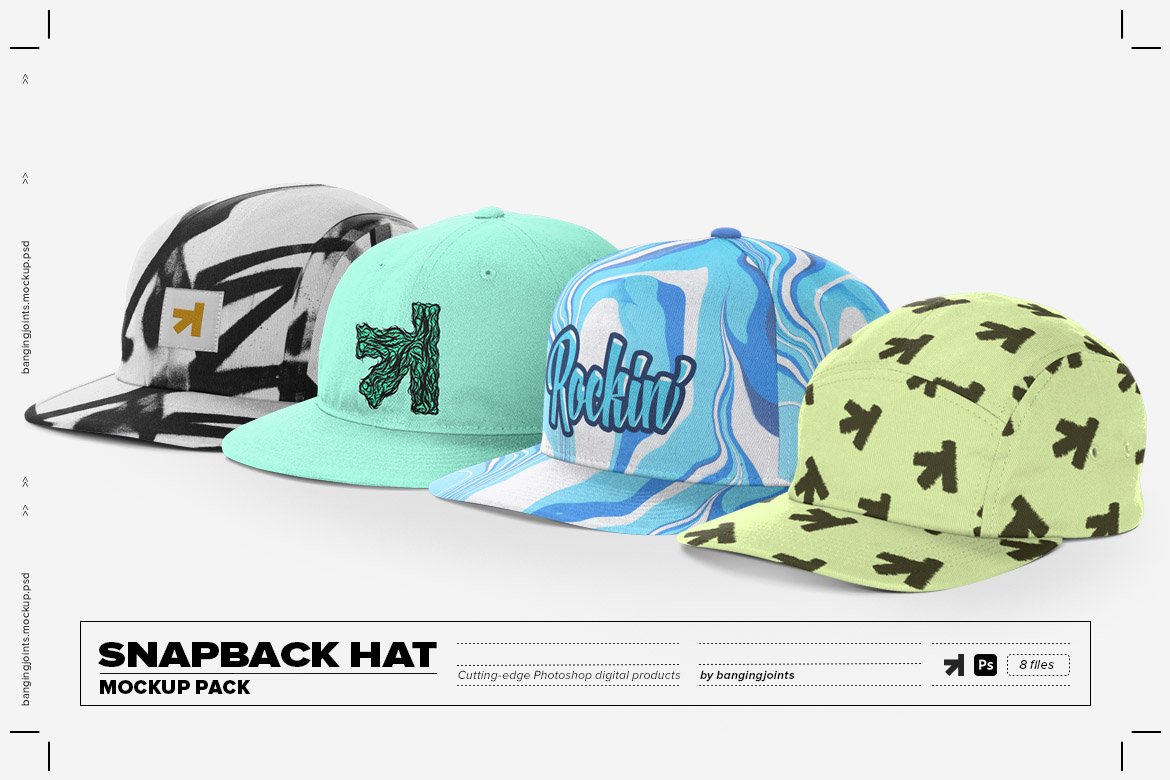 极简棒球帽设计Ps智能贴图样机模板素材 Snapback FullCap Mockup插图 极简棒球帽设计Ps智能贴图样机模板素材 Snapback FullCap Mockup插图