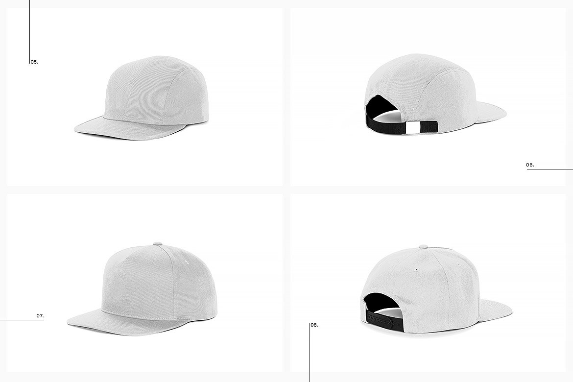 极简棒球帽设计ps智能贴图样机模板素材snapbackfullcapmockup