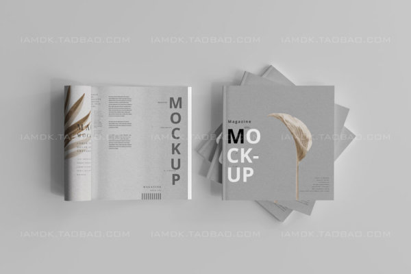 25款方形宣传画册书籍封面作品设计展示Ps智能贴图样机模板 Square Magazine Mockups