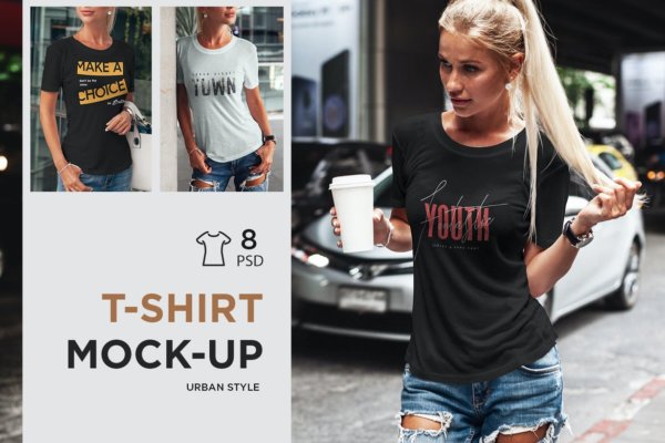8款潮流街头女士半袖T恤设计贴图样机模板 T-Shirt Mock-Up Urban Style Girl
