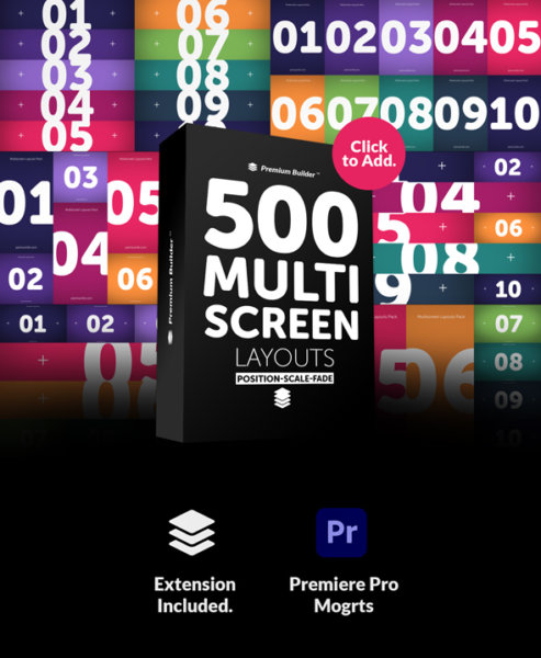 AE模板脚本 500+炫酷图片视频分屏出入动画预设 Multi Screen Layouts Pack for Premiere Pro