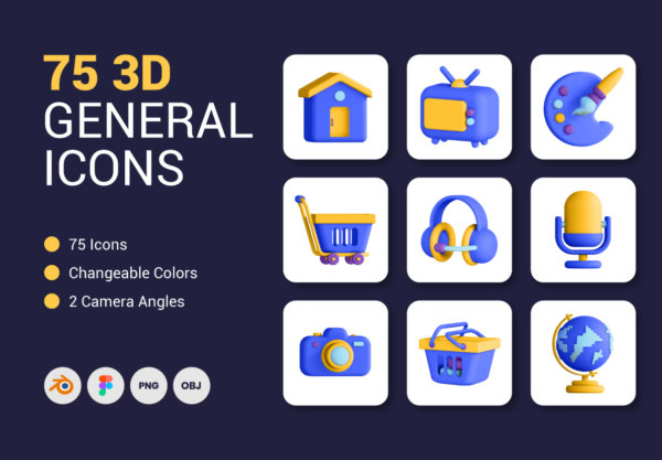 75个高级3D立体界面设计Icon图标设计素材 75 3D General Icons