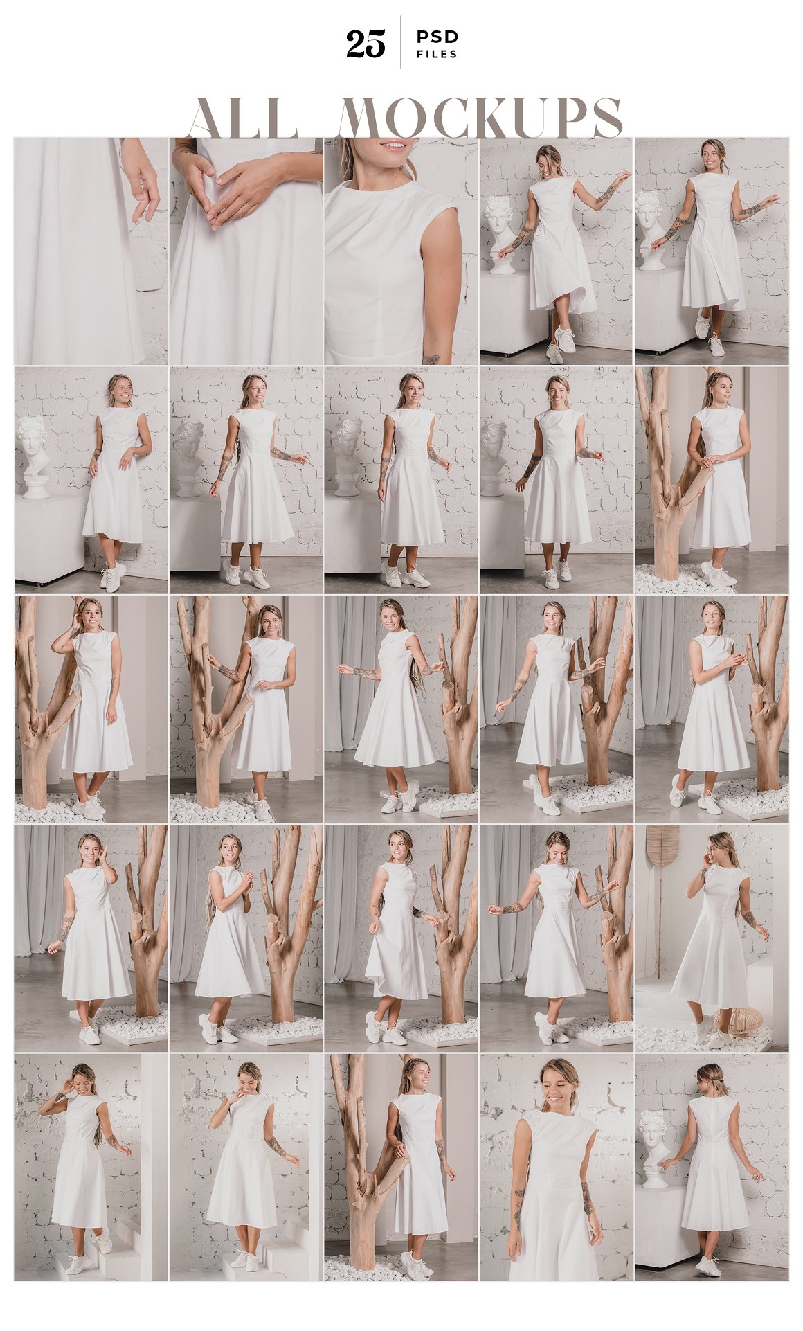 25款女式喇叭连衣裙设计展示贴图psd样机模板 women sleeveless dress