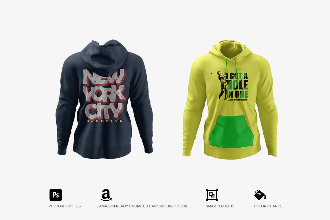 简约男士连衣帽卫衣贴图样机素材 Men’s Hoodie Mockups插图2