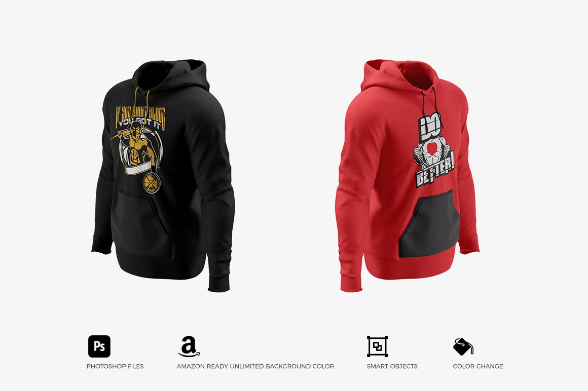 简约男士连衣帽卫衣贴图样机素材 Men’s Hoodie Mockups插图3