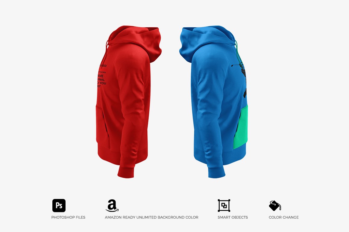 简约男士连衣帽卫衣贴图样机素材 Men’s Hoodie Mockups插图4
