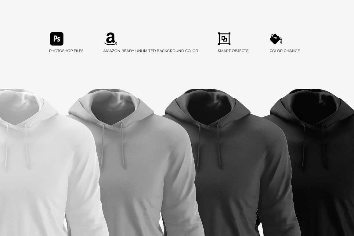 简约男士连衣帽卫衣贴图样机素材 Men’s Hoodie Mockups插图6