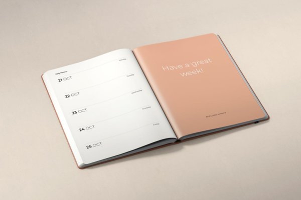 12个多角度办公笔记本记事本设计贴图样机模板 Notebook Planner Mockup