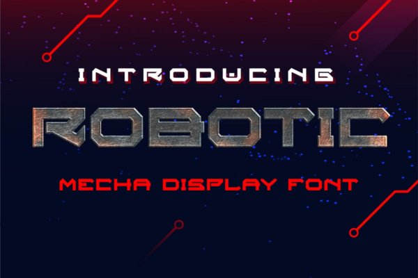 时尚贴纸邀请卡徽标logo设计无衬线英文字体 Robotic Mecha Display Font