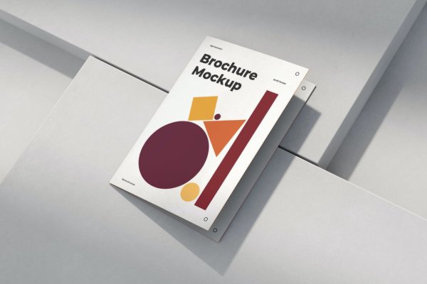8款优雅A4/A5两折页小册子设计展示样机模板 Brochure Mockup Scenes A4 A5 Bi-Fold