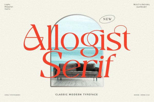 优雅奢华杂志标志包装设计衬线英文字体 Allogist – Modern Typeface