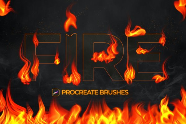 12款逼真火苗火焰绘画效果iPad Procreate笔刷 Fire Procreate Brushes