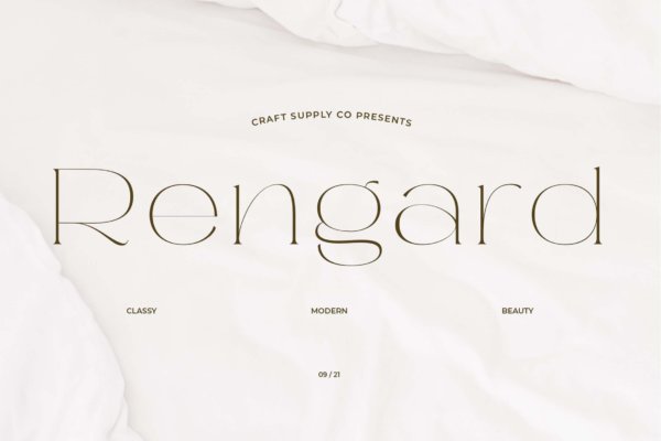 复古标识品牌婚礼设计衬线英文字体 Rengard – Modern Serif Typeface