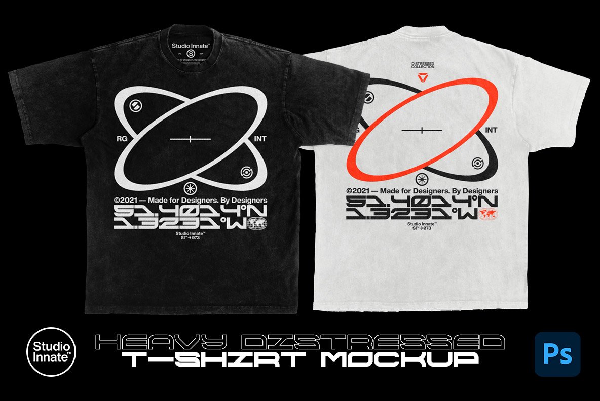 潮流做旧T恤图案印花标签设计展示Ps贴图样机素材 Heavy Distressed T-Shirt Mockup插图 潮流做旧T恤图案印花标签设计展示Ps贴图样机素材 Heavy Distressed T-Shirt Mockup插图