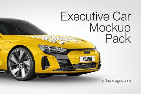 简约电动汽车外观车身广告设计贴图样机合集 Electric Executive Car Mockup Pack
