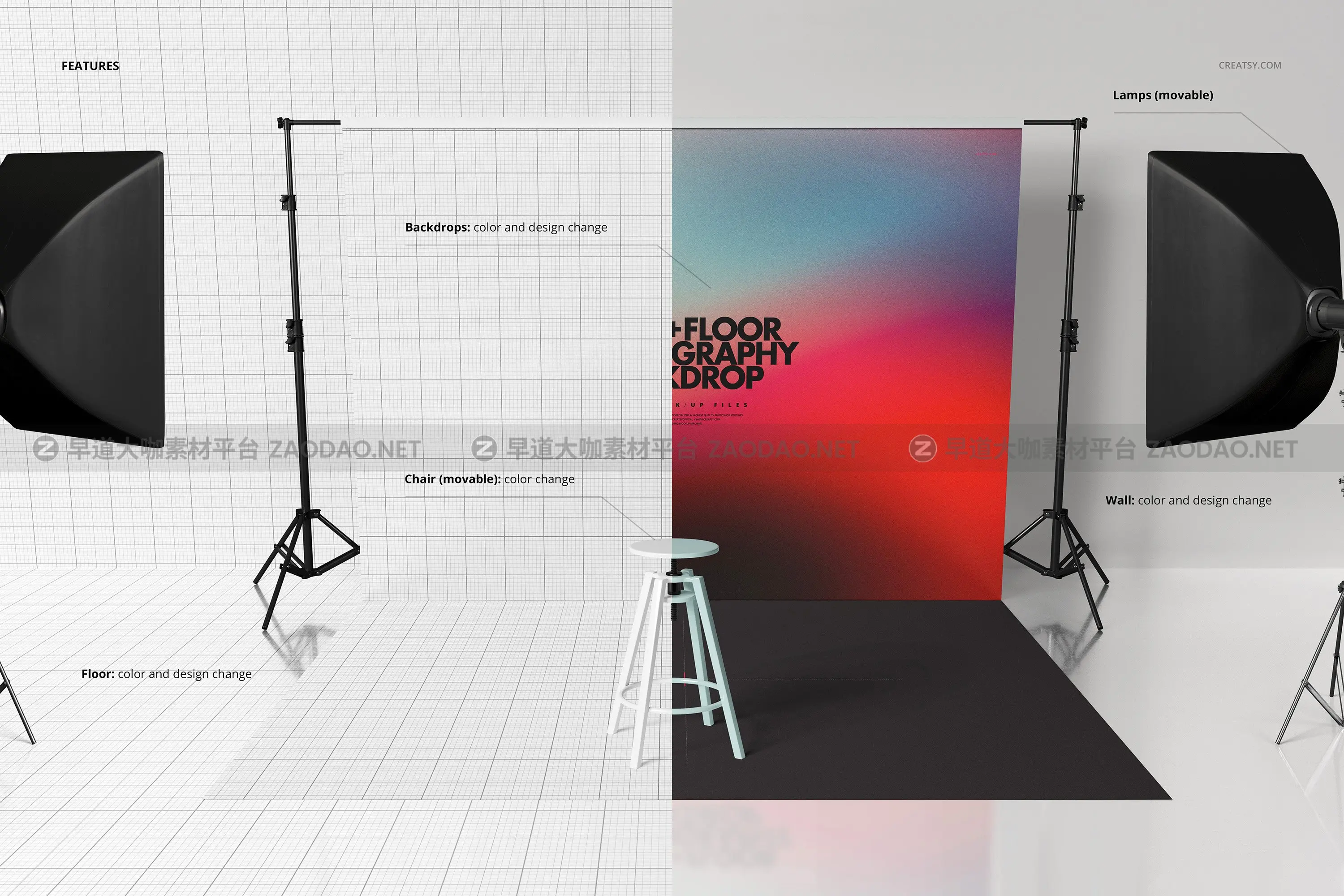 室内摄影背景场景模拟样机模板素材合集 Photography Backdrop Mockup Set插图3