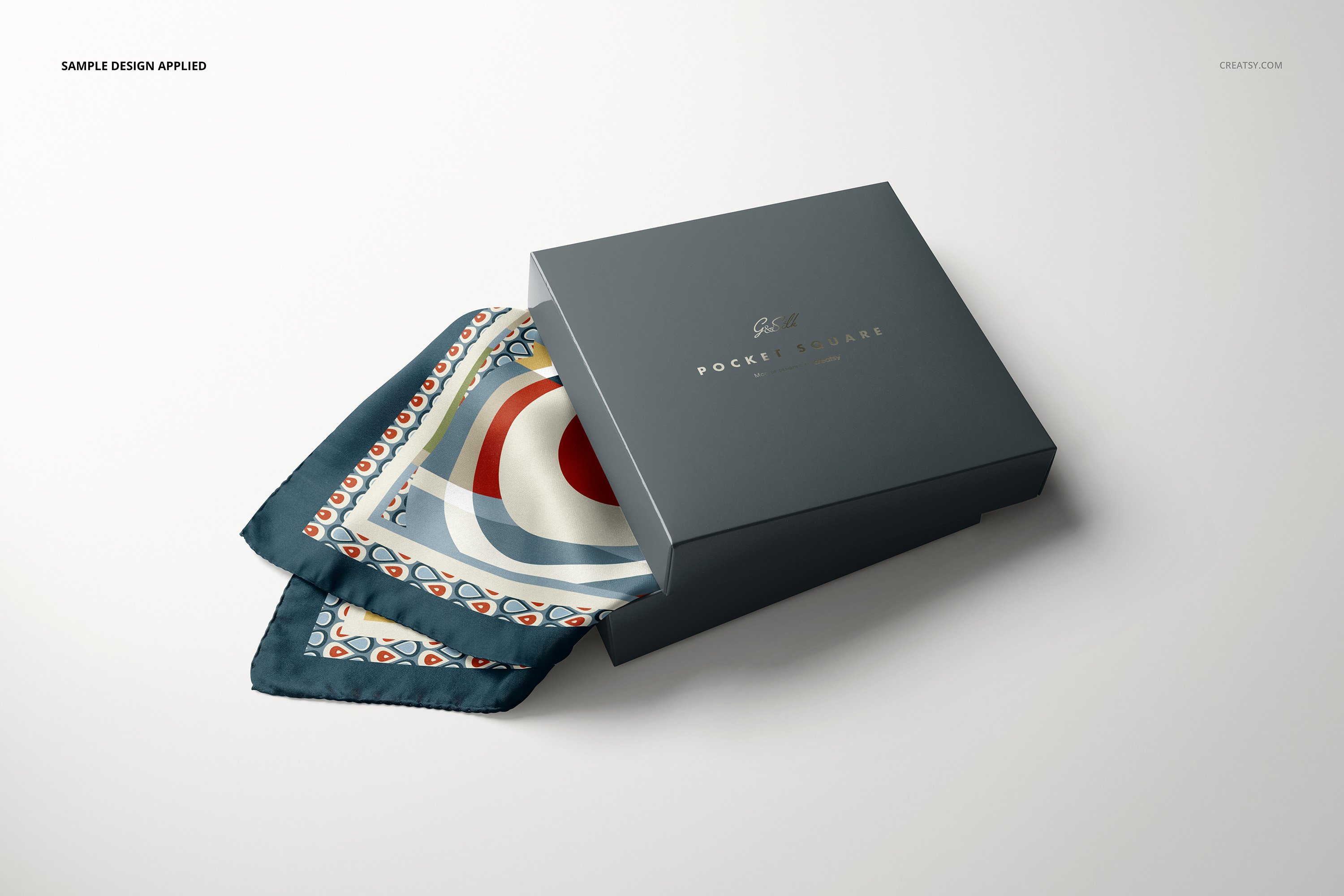 方形口袋丝巾手帕印花设计贴图样机模板套装 Pocket Square Mockup Set插图13 方形口袋丝巾手帕印花设计贴图样机模板套装 Pocket Square Mockup Set插图13
