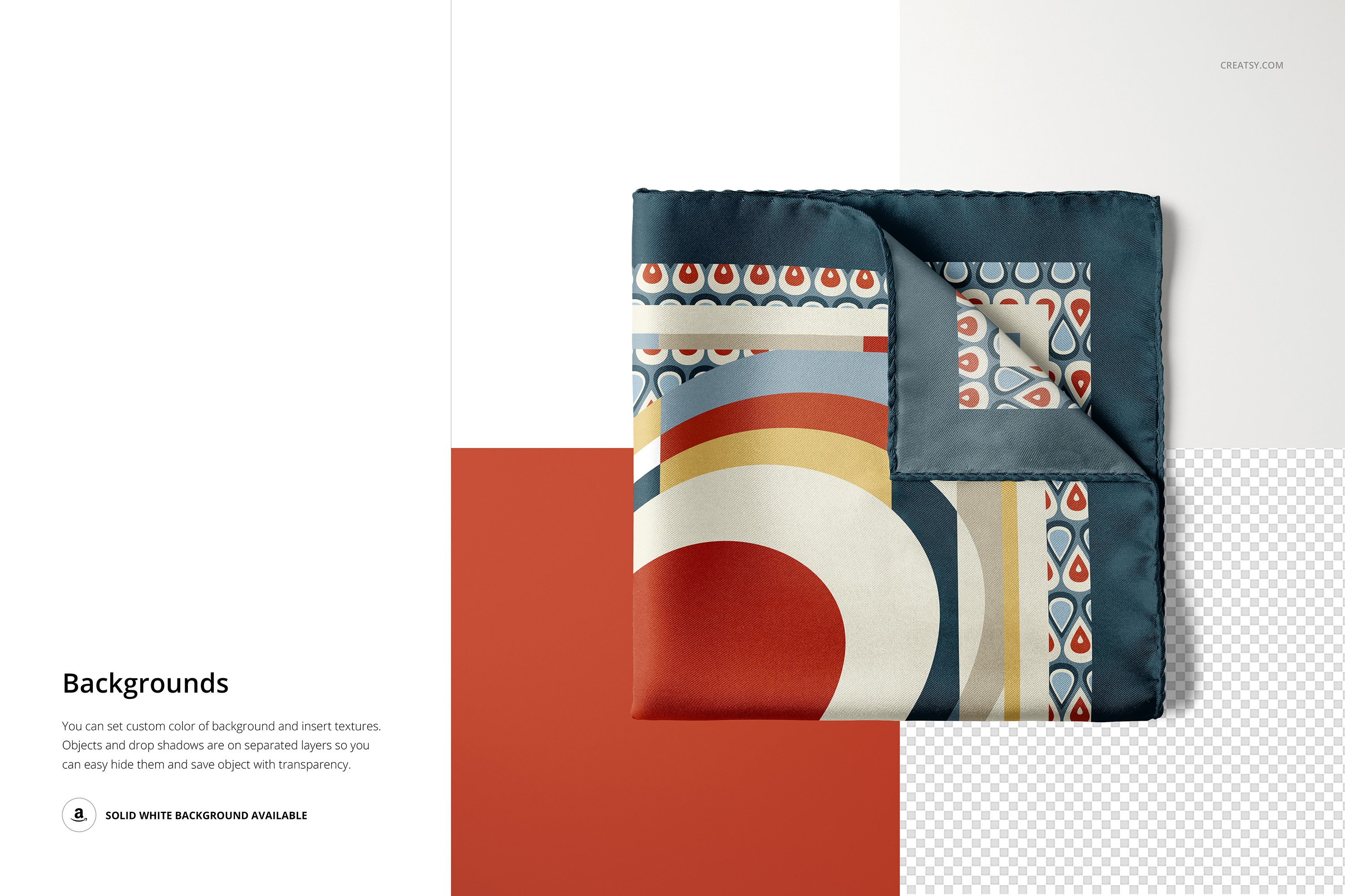 方形口袋丝巾手帕印花设计贴图样机模板套装 Pocket Square Mockup Set插图20 方形口袋丝巾手帕印花设计贴图样机模板套装 Pocket Square Mockup Set插图20